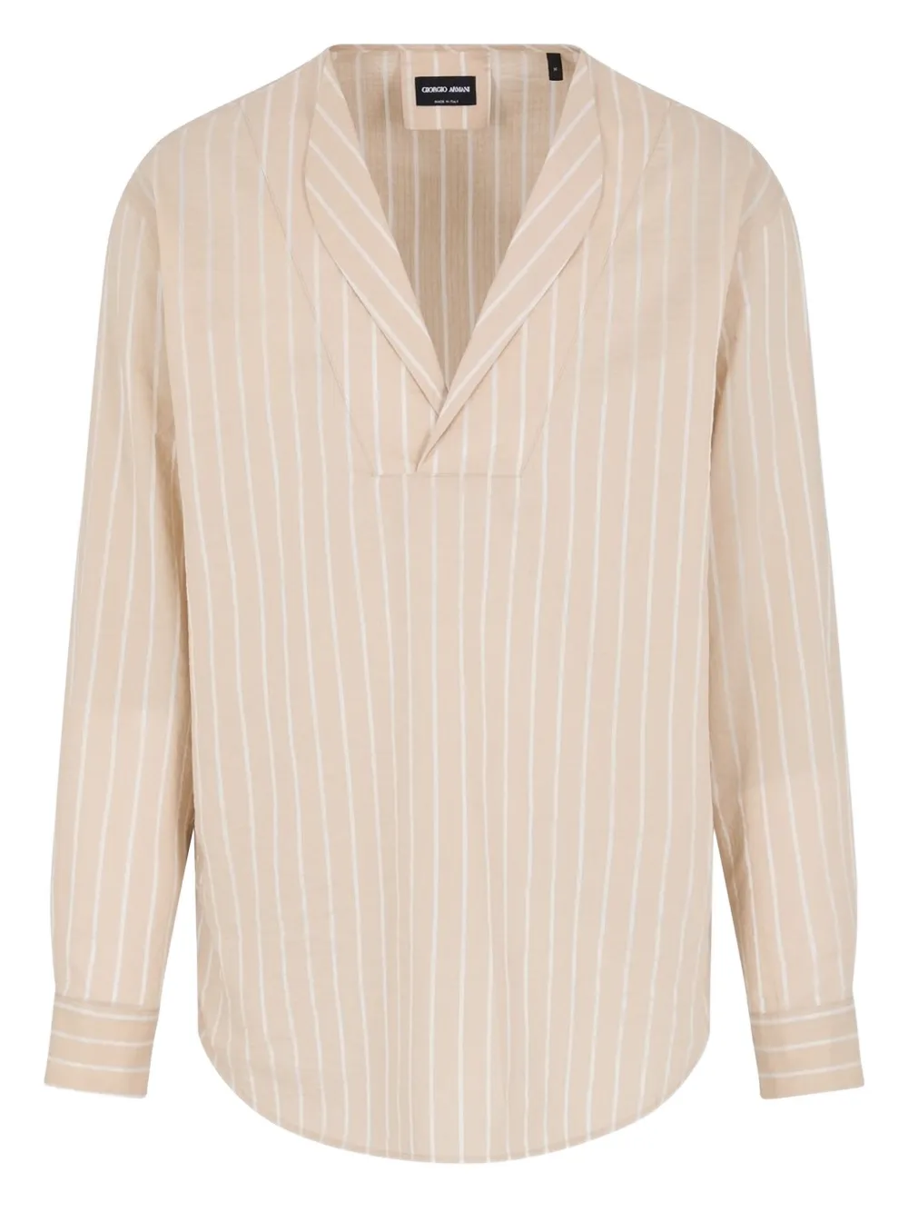 Giorgio Armani striped V-neck shirt | Neutrals | Image 1