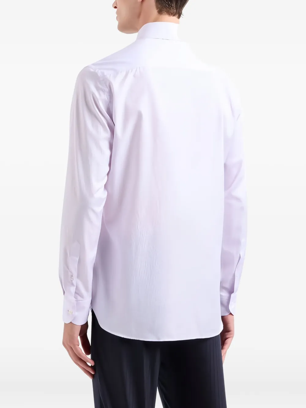 Giorgio Armani Official Store Regular-fit Shirt In Micro-striped Luxury Cotton In White
