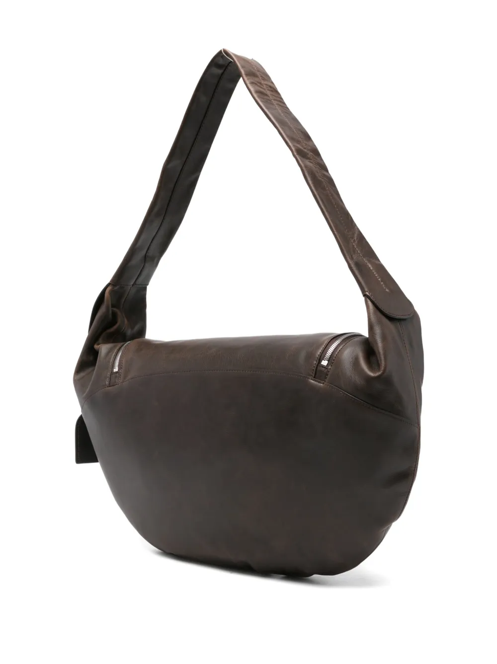 Low Classic Curved Shoulder Bag Adjustable Strap In Brown