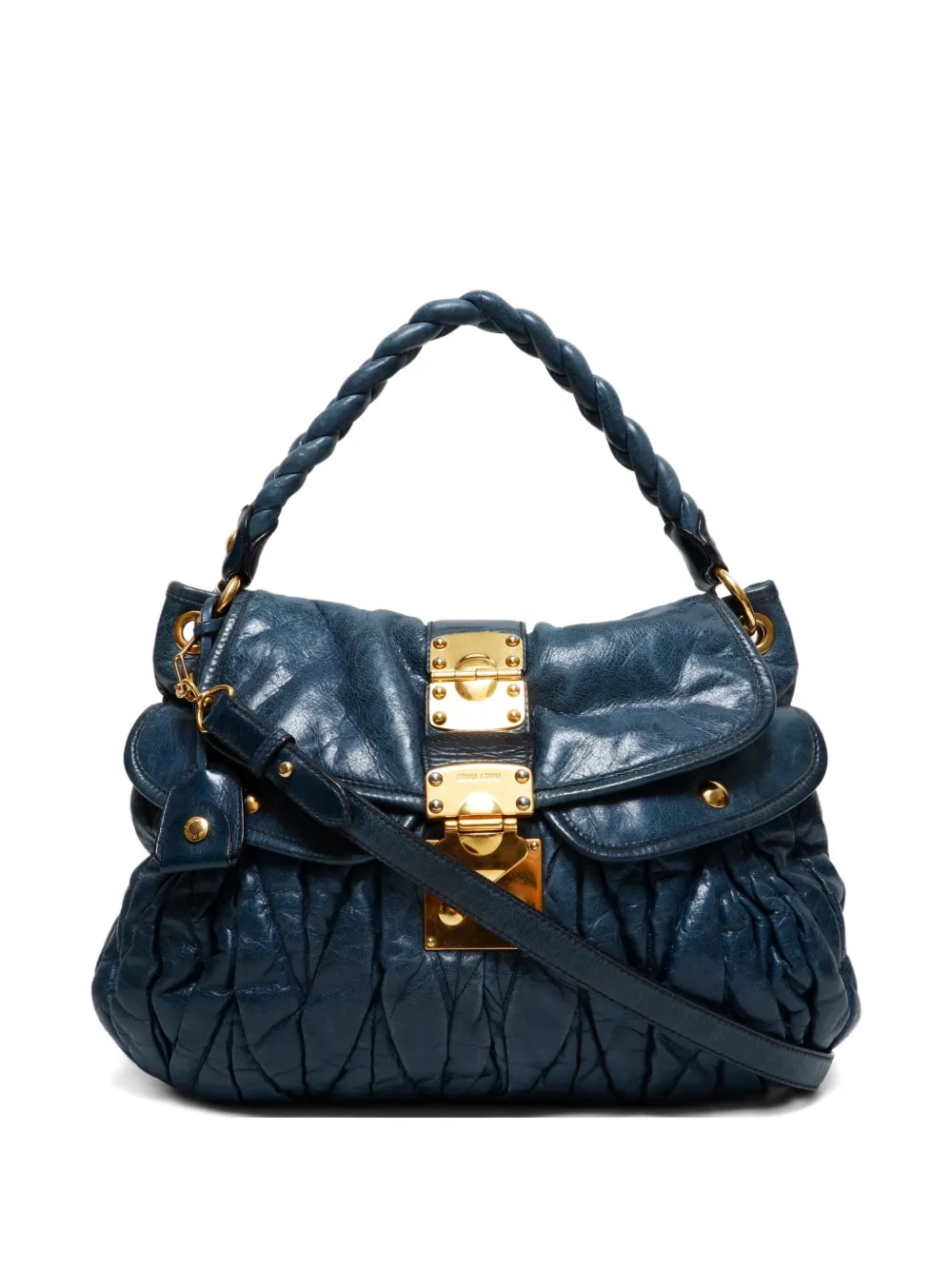 Miu Miu Pre-Owned 2010s matelassé braided-handle tote bag | Blue | Image 1