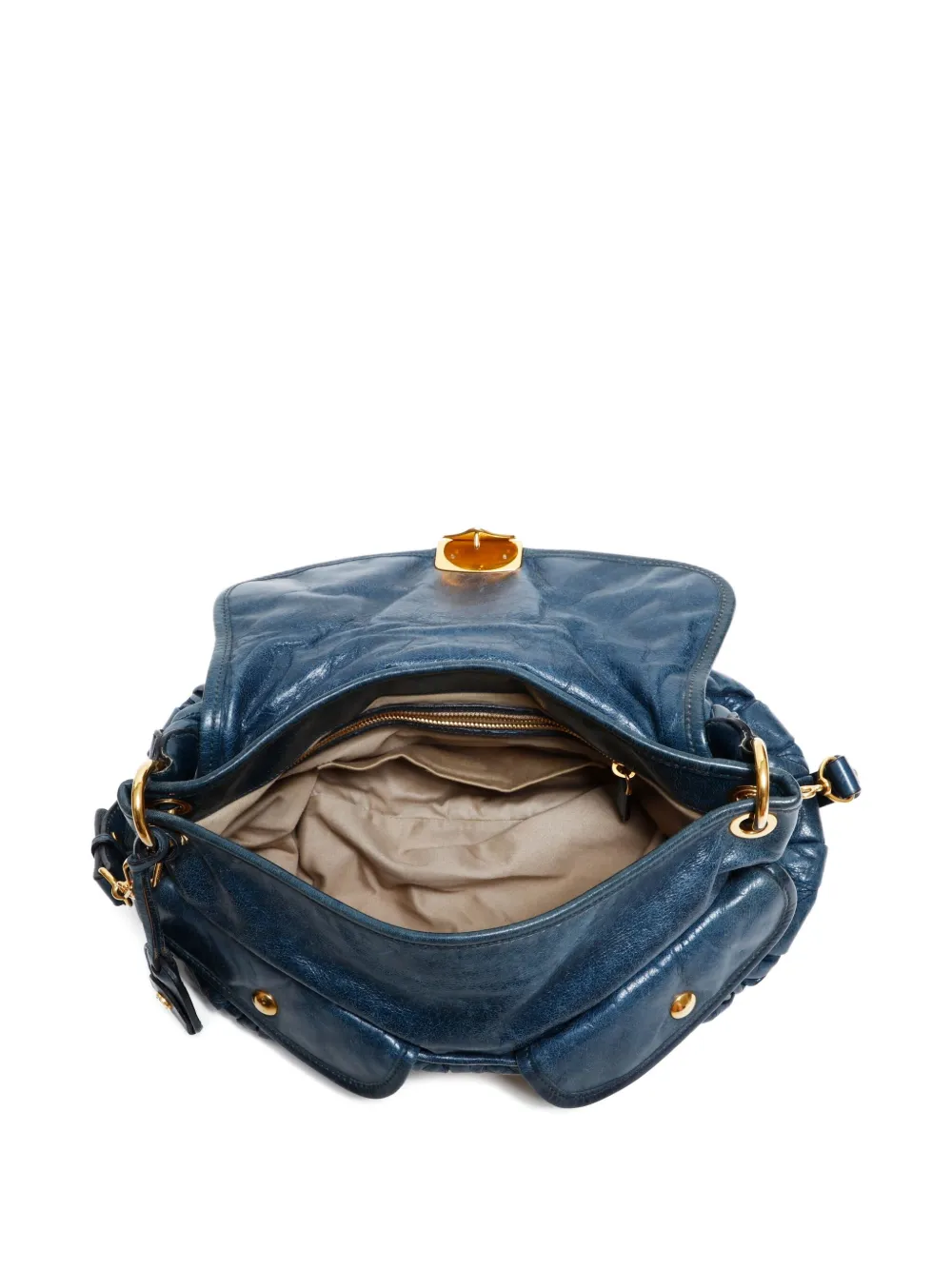 Pre-owned Miu Miu 2010s Matelassé Braided-handle Tote Bag In Blue