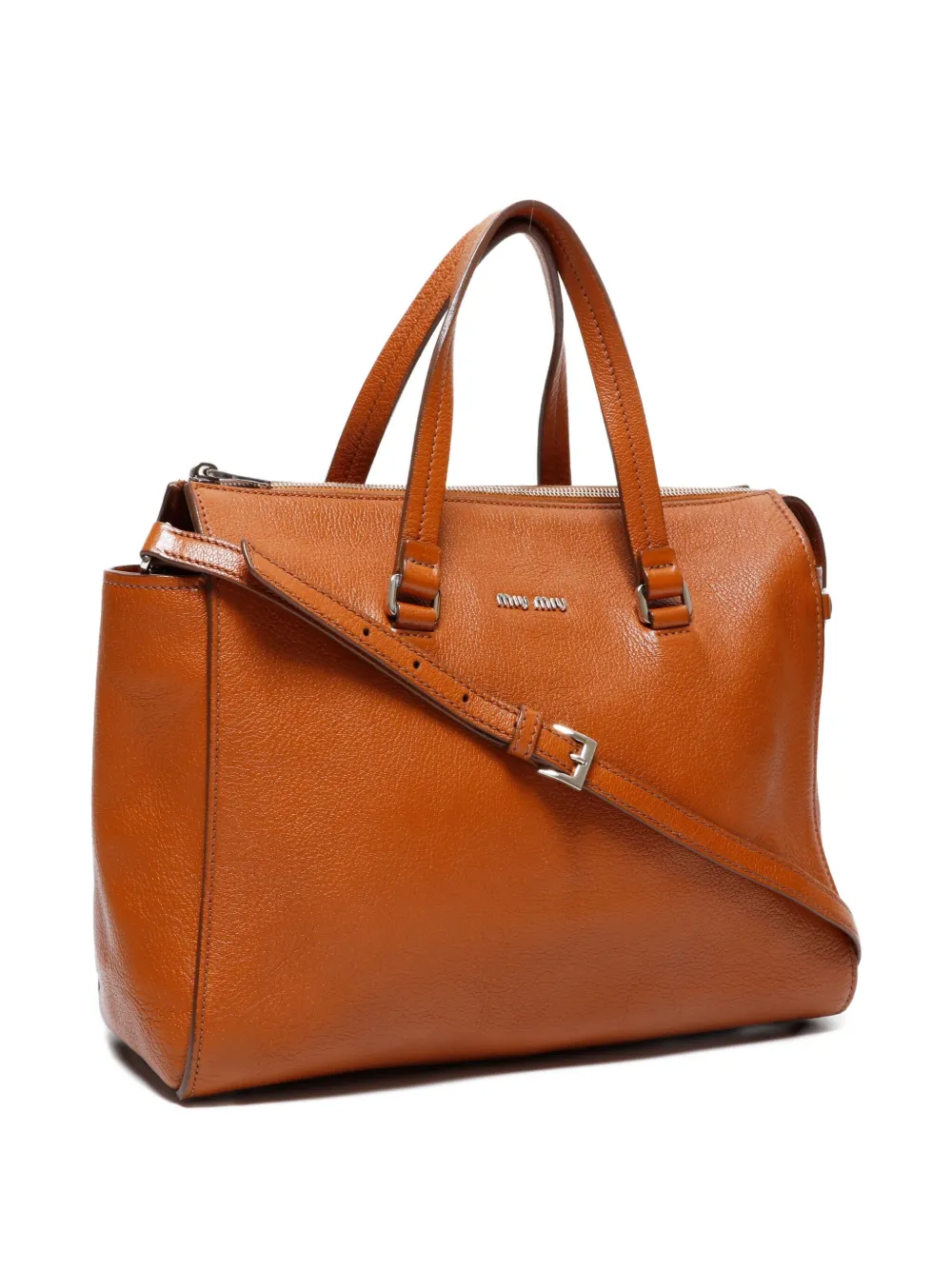 Pre-owned Miu Miu 2010s Leather Tote Bag In Brown