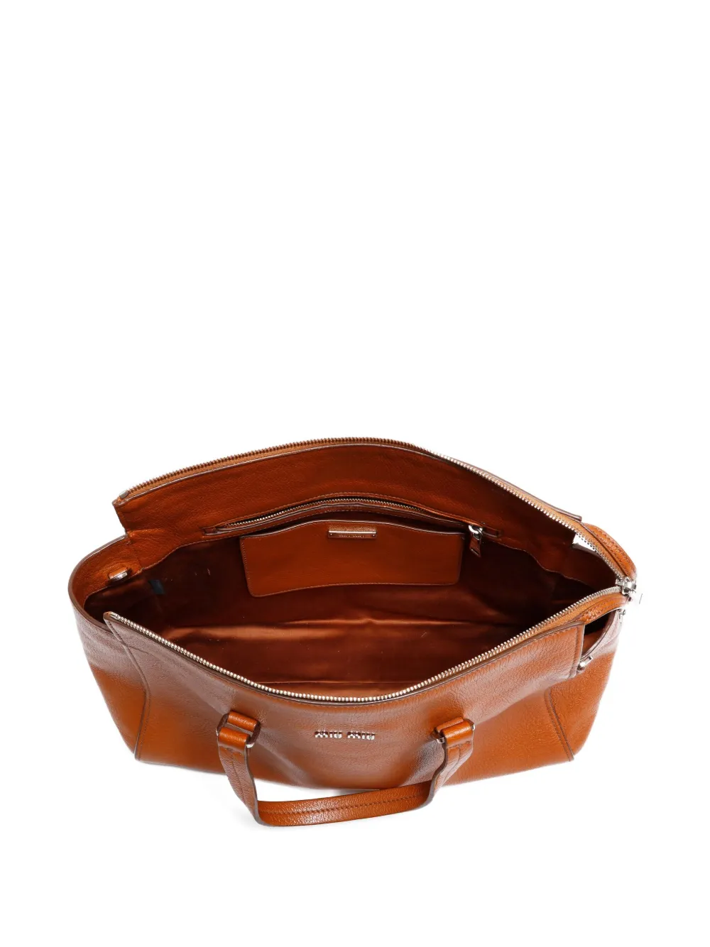 Pre-owned Miu Miu 2010s Leather Tote Bag In Brown