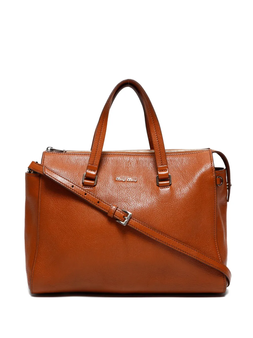 Pre-owned Miu Miu 2010s Leather Tote Bag In Brown