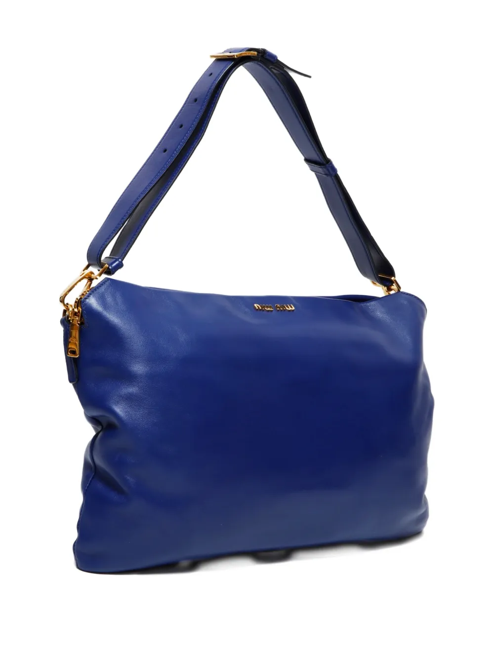 Pre-owned Miu Miu 2010s Leather Shoulder Bag In Blue