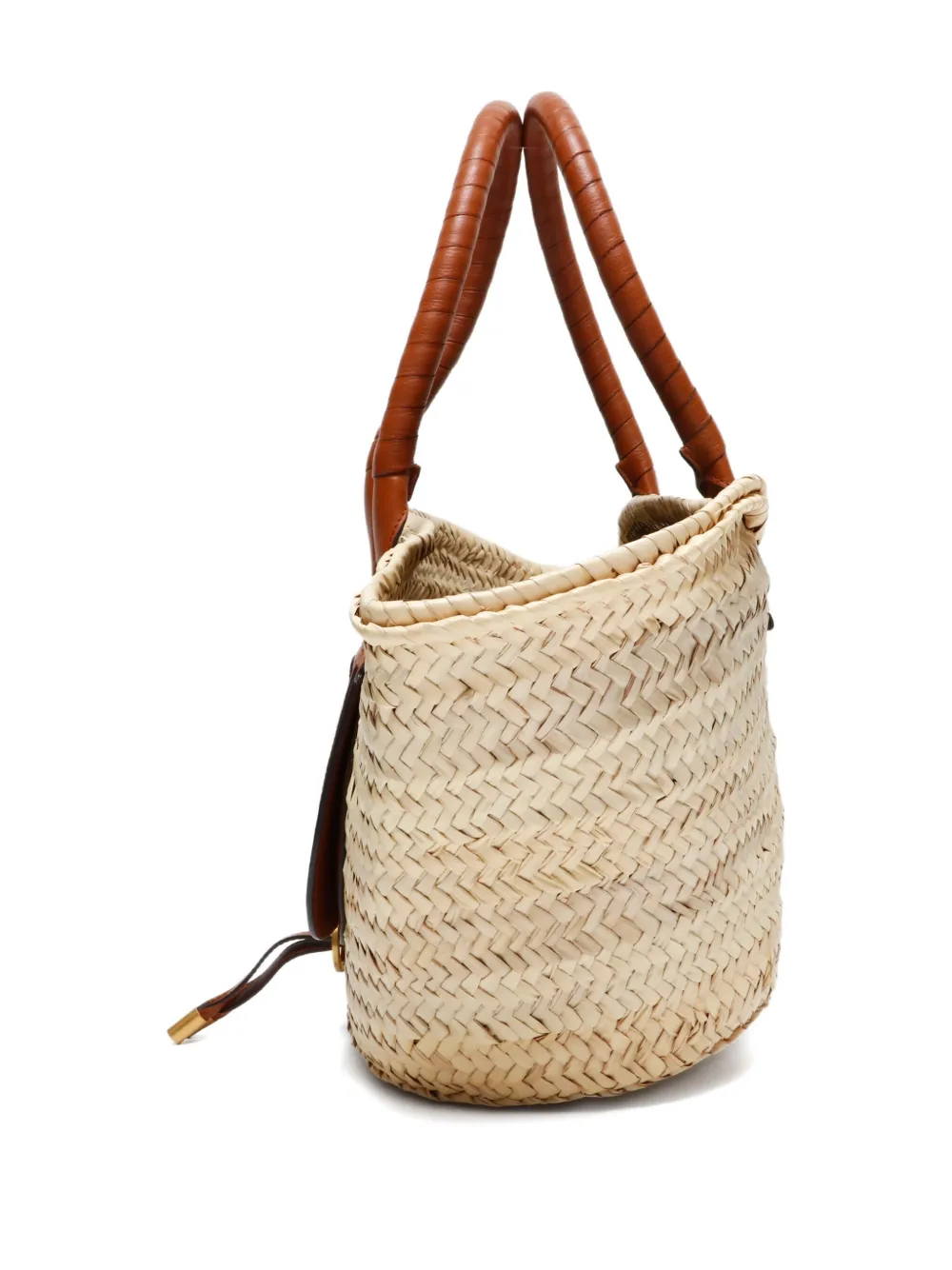 Pre-owned Chloé 2020 Marcie Leather-trim Basket Bag In Neutral