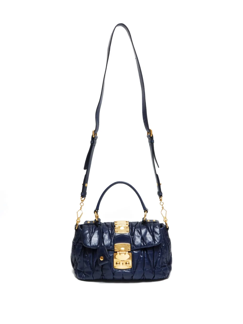Pre-owned Miu Miu 2010 Matelassé Tote Bag In Blue