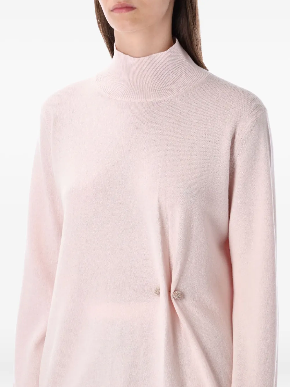 Fabiana Filippi Long Sleeve Mock Neck Knit Sweater In Pink
