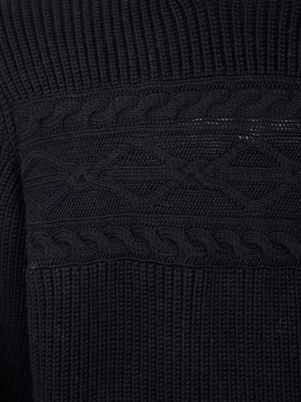 Zegna Kabelgebreide trui met hoge hals Zwart