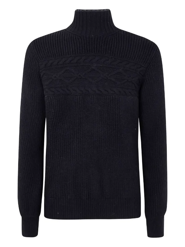 Zegna ケーブルニット ハイネックセーター | ブラック | FARFETCH JP