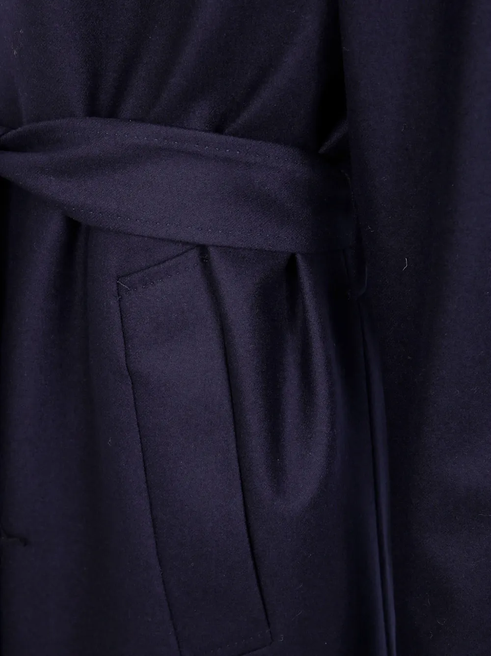 Zegna Wool Overcoat With Belted Waist And Pockets In Blue