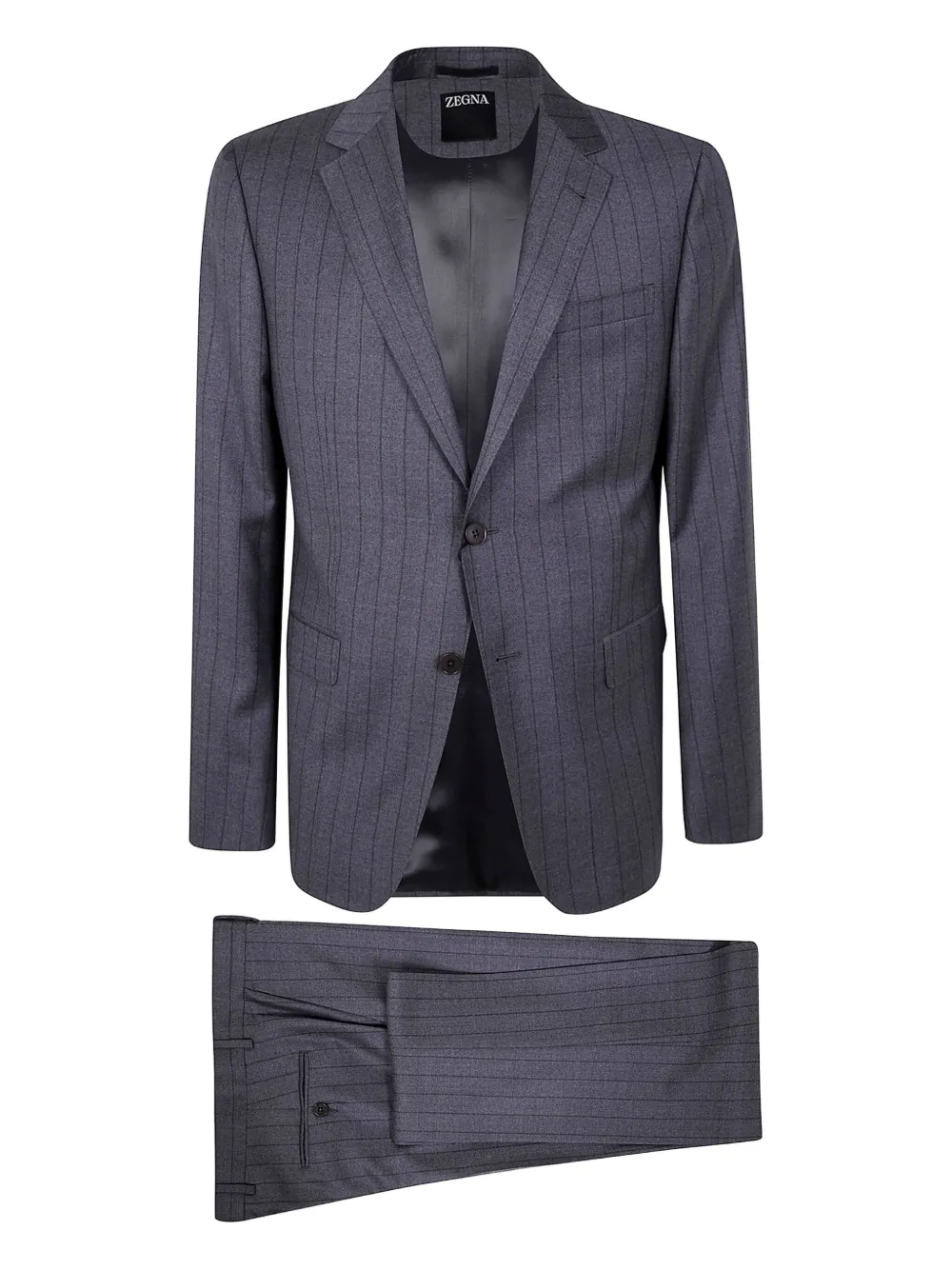 Zegna pinstripe single-breasted wool suit | Grey | Image 1