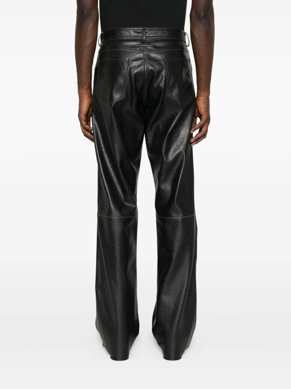 Mm6 Maison Margiela Faux Leather Five-pocket Trousers With Glossy Finish In Black