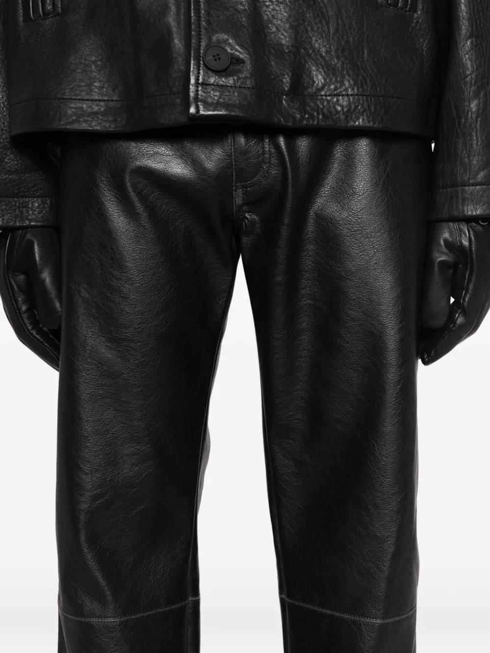 Mm6 Maison Margiela Faux Leather Five-pocket Trousers With Glossy Finish In Black