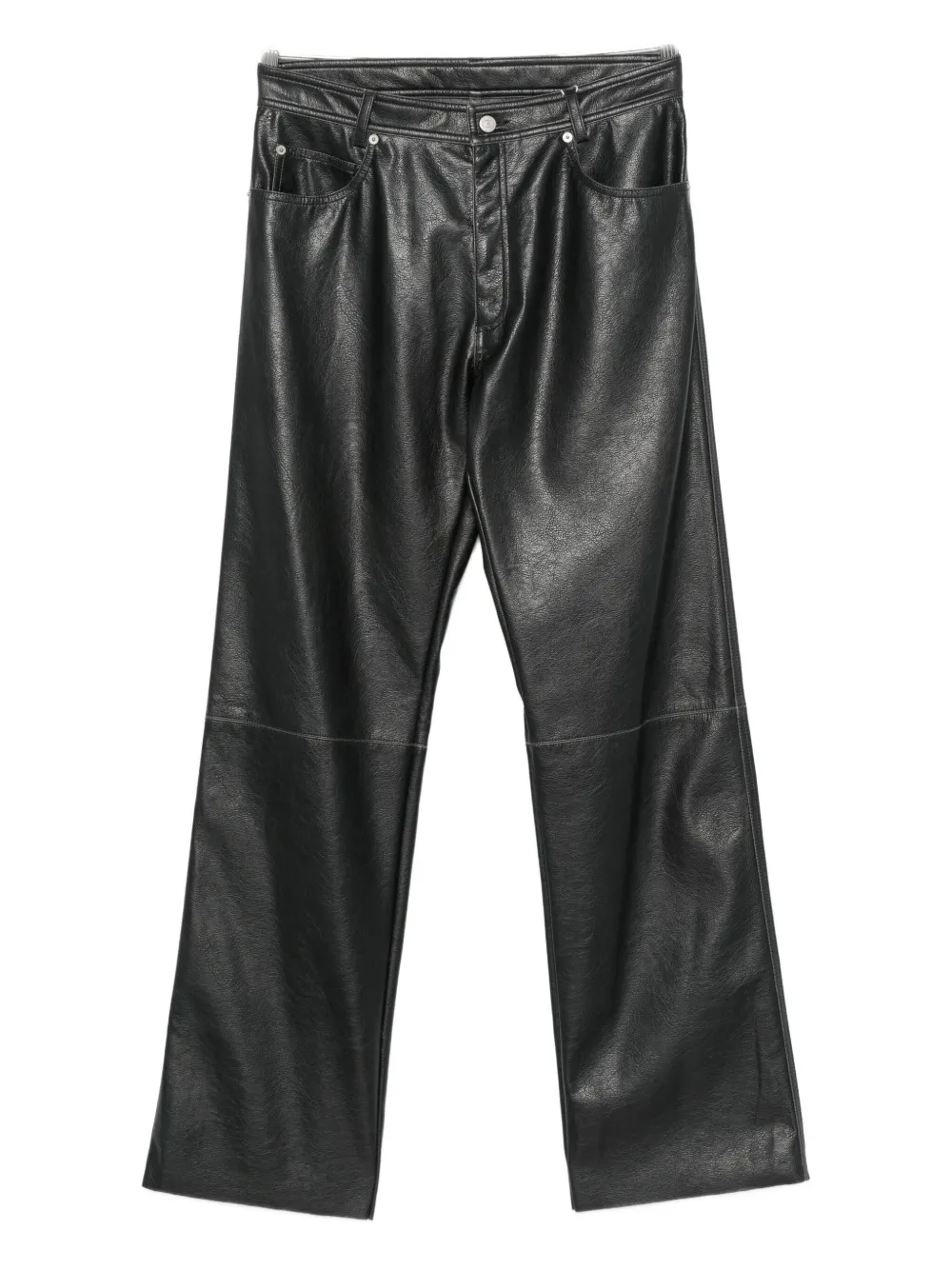 Mm6 Maison Margiela Faux Leather Five-pocket Trousers With Glossy Finish In Black