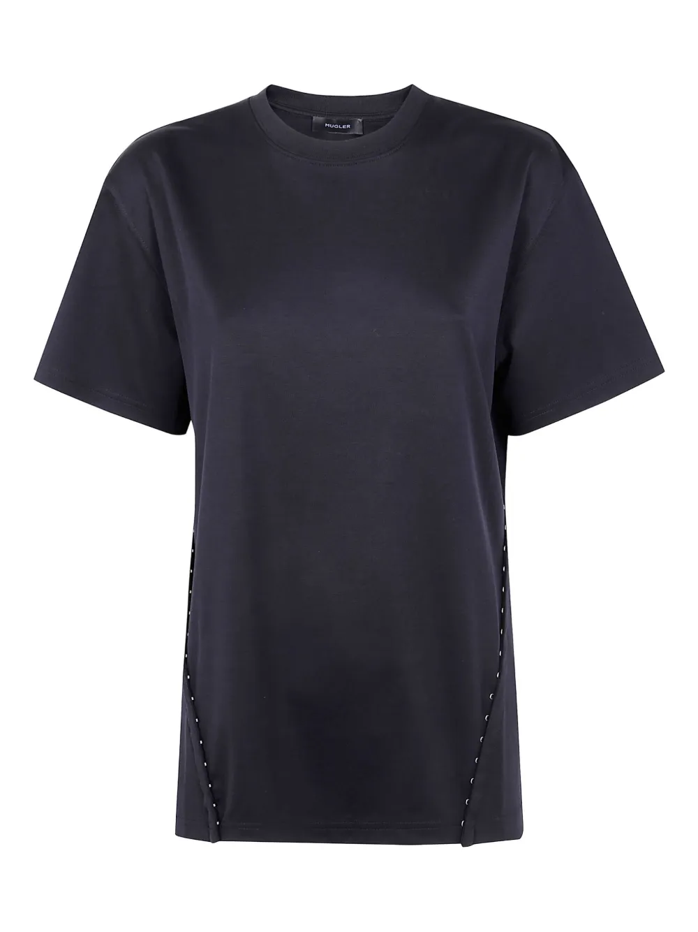 Mugler Metallic-detail Cotton T-shirt In Black