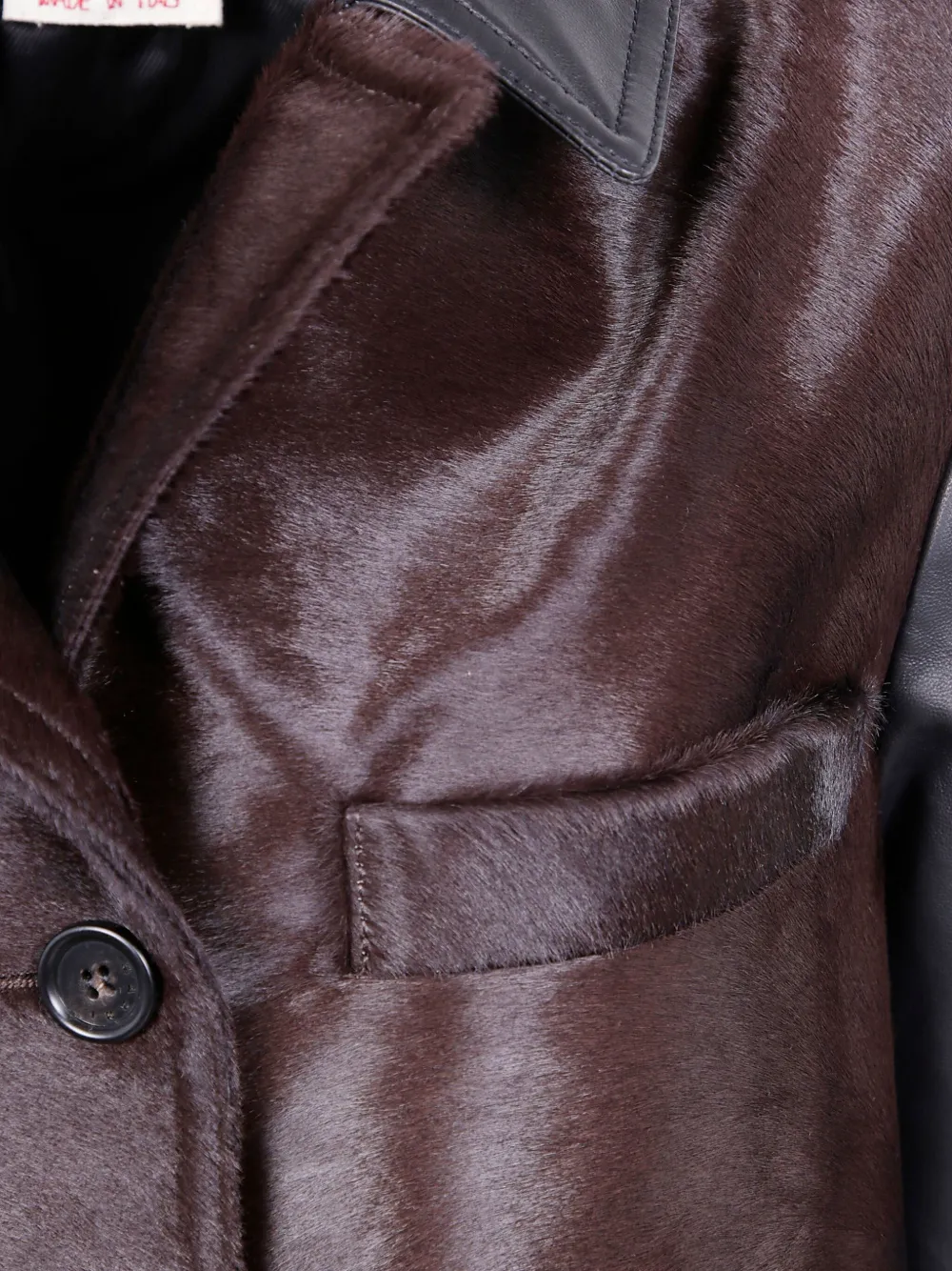 Marni Black Leather And Pony Hair Jacket In Brown