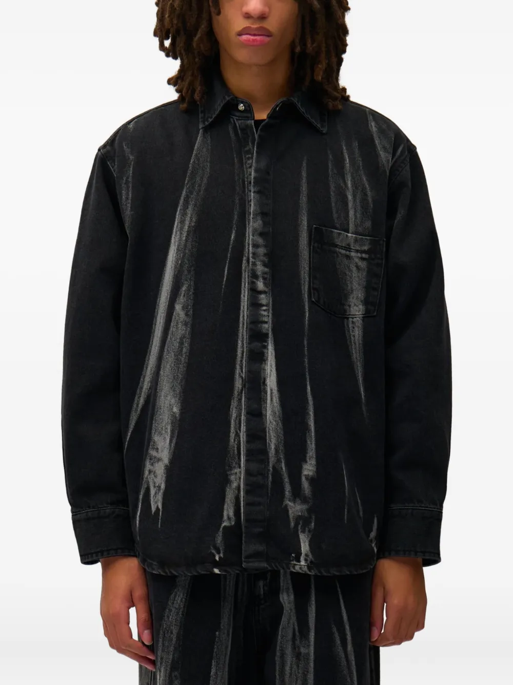 Arte Antwerp Tie-dye Cotton Shirt In Black