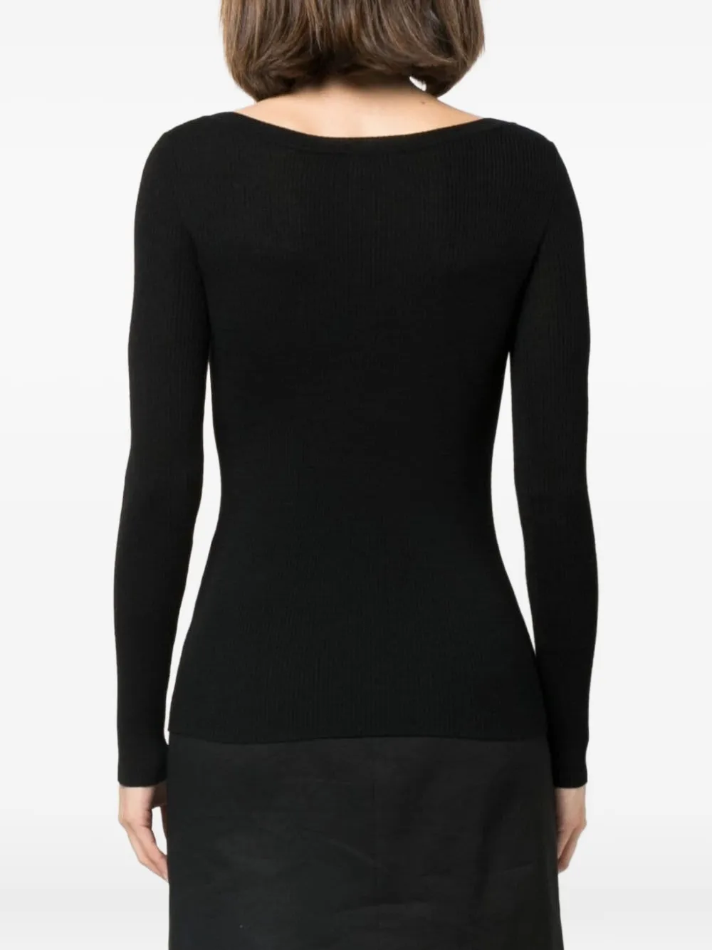 P.a.r.o.s.h V-neck Ribbed-knit Top In Black