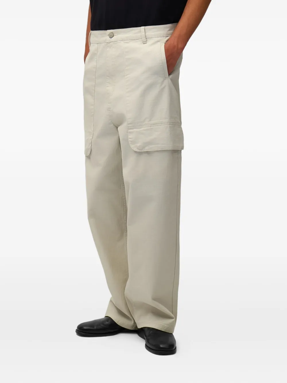 Arte Antwerp Double-pocket Cotton Trousers In Neutral