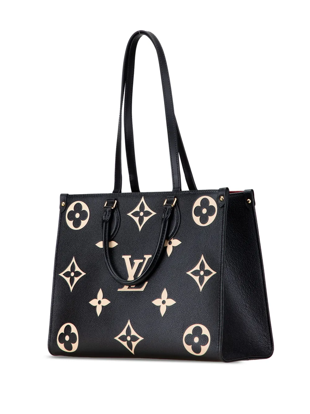 Pre-owned Louis Vuitton 2021-2025 Bicolor Monogram Empreinte Giant Onthego Mm Satchel In Black