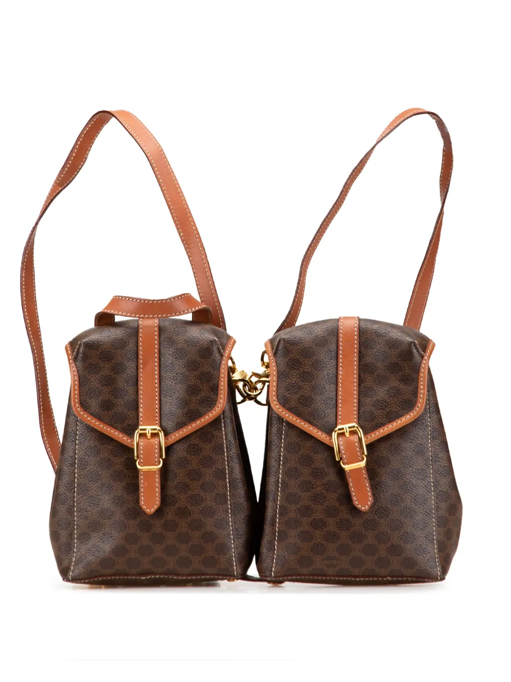 Celine Pre-Owned 1995 Mini Macadam Coated Canvas Twin backpack | Brown | Image 1