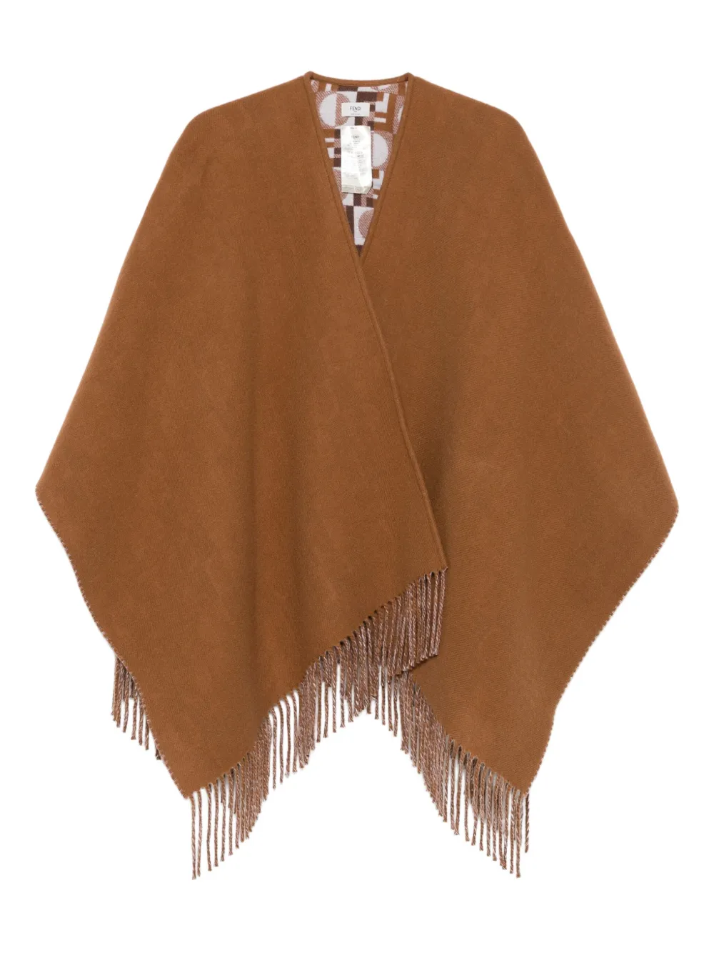 FENDI fringe-detail cape | Brown | Image 1