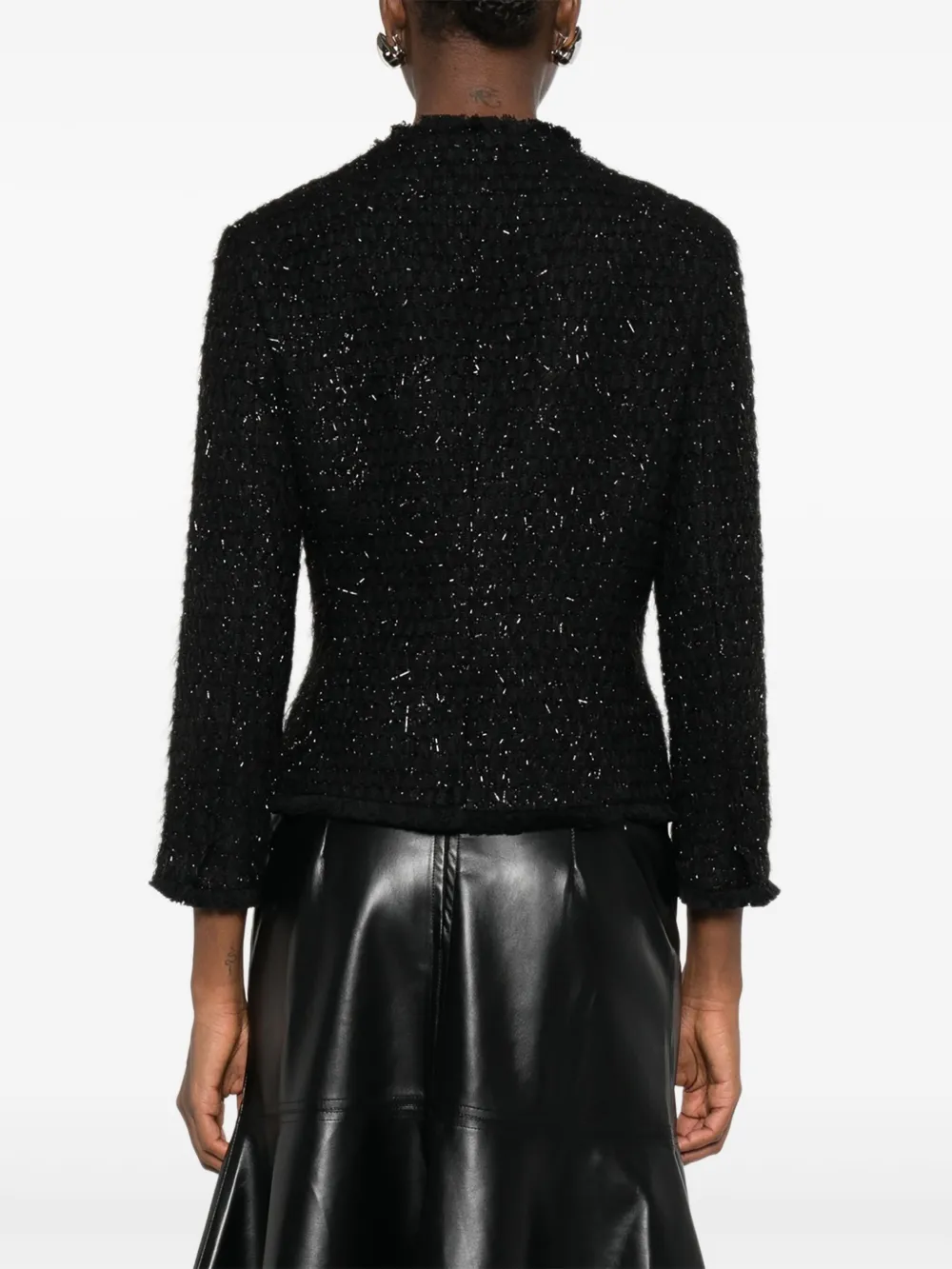 Simone Rocha Sequin-embellished Tweed Jacket In Black