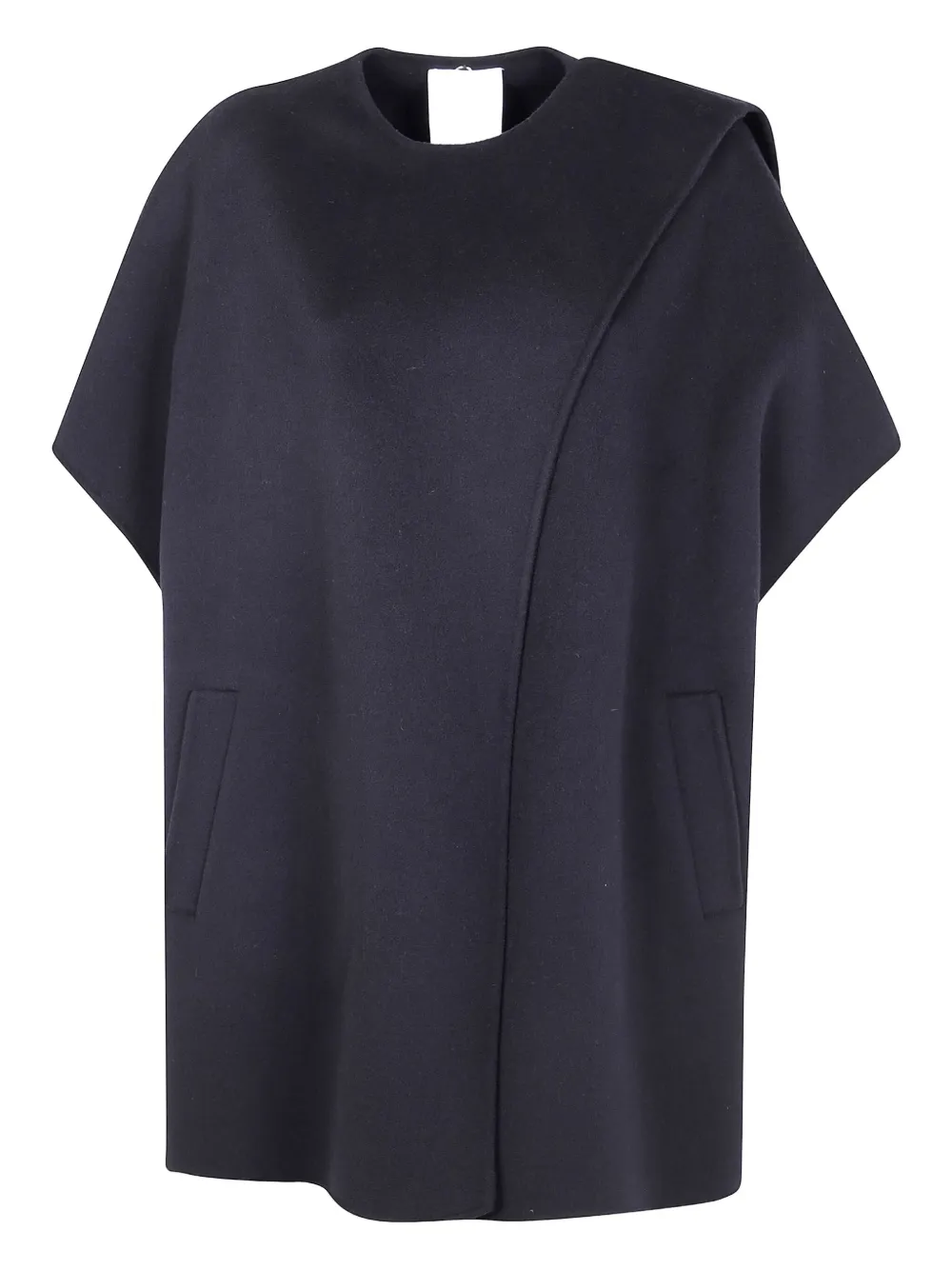 Mantù Short-sleeve Wool Cape In Blue