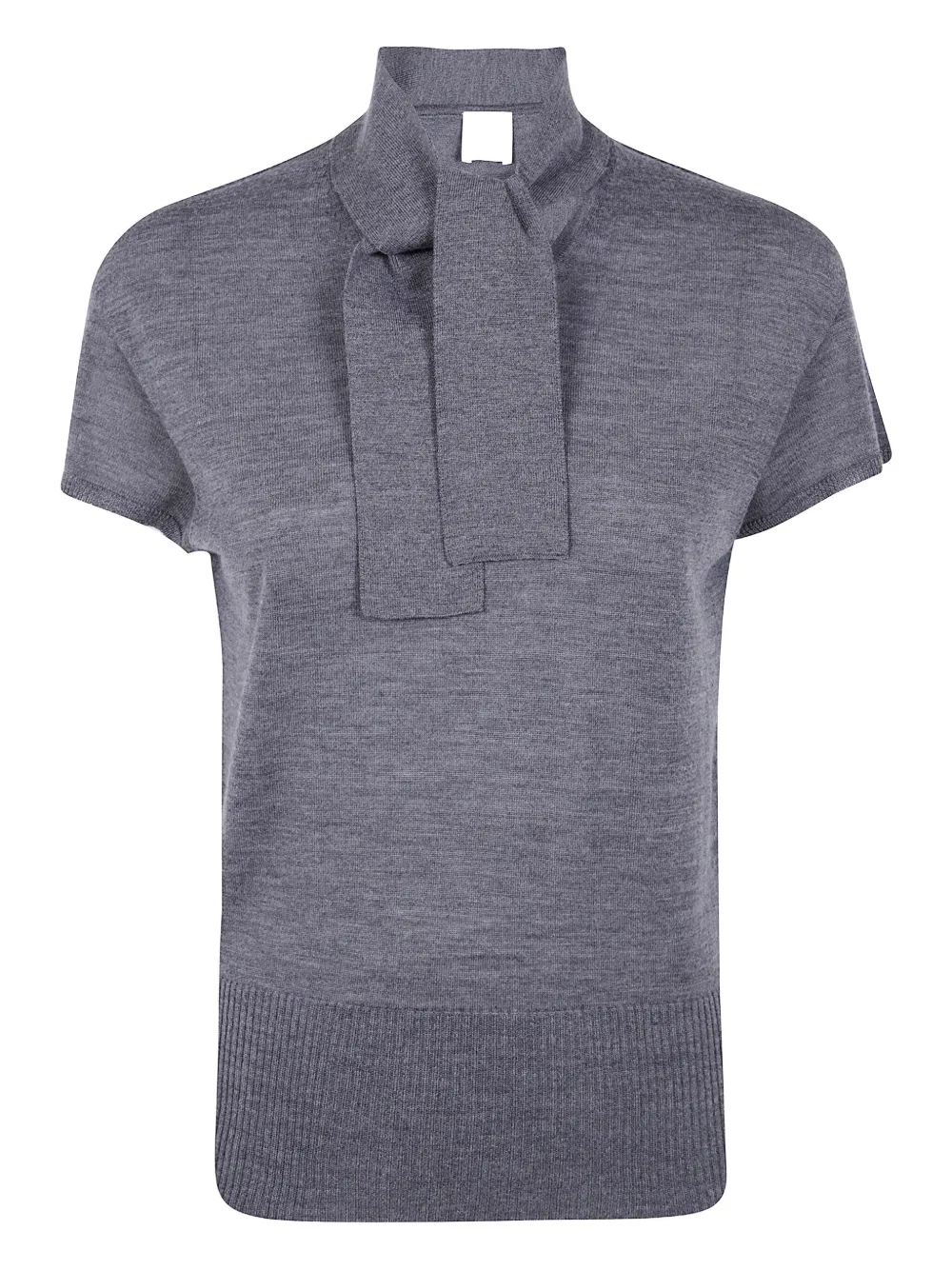 Mantù Tie-neck Short-sleeve Sweater In Gray