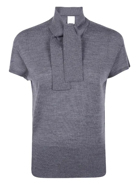 Mantu tie-neck short-sleeve sweater