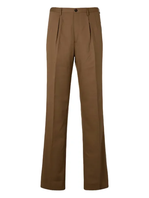 slowear pleated cotton-blend trousers