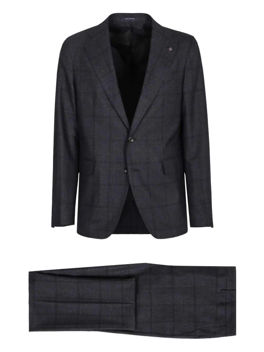 Tagliatore Checked-pattern Two-button Suit In Gray