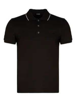 Zegna Cotton Polo Shirt | Black | FARFETCH ZA