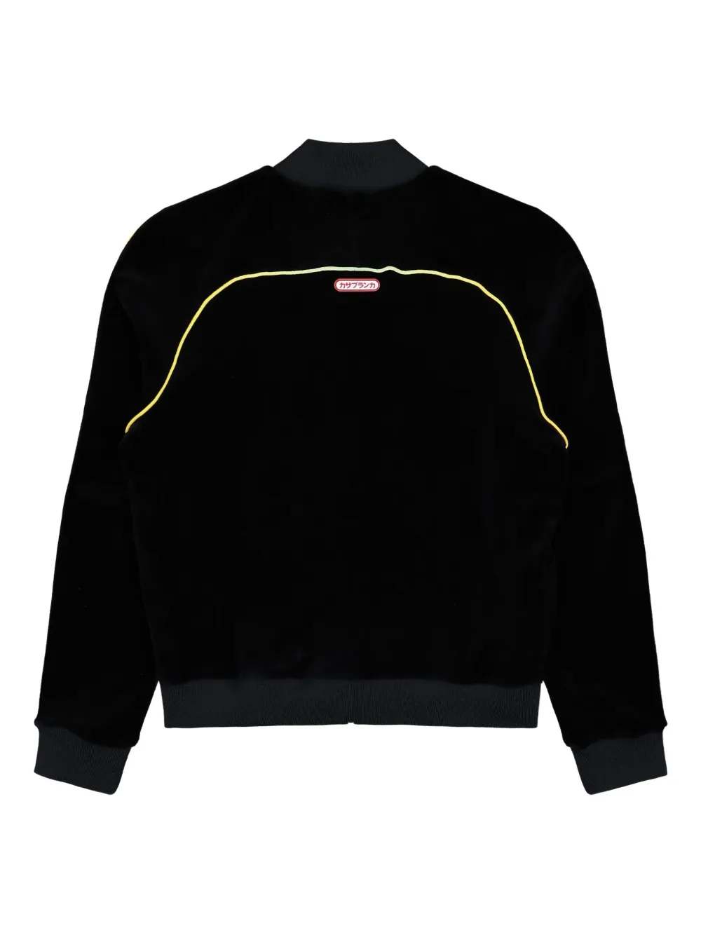 Casablanca Black Velvet Bomber Jacket With Yellow Profiles In Black