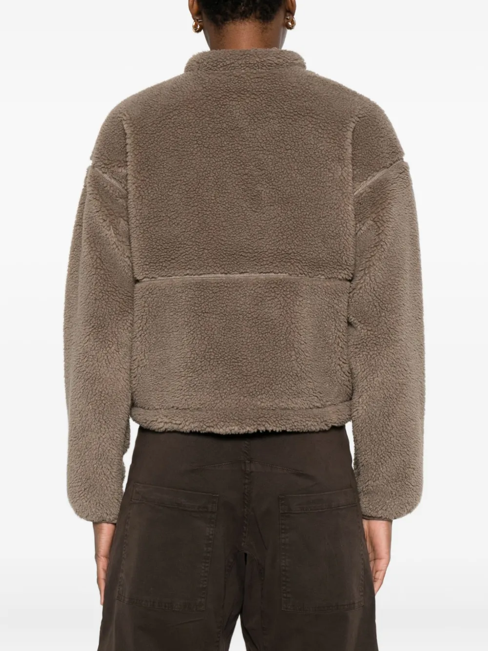 The North Face Womens Mocha Brown Ex Pile Logo-embroidered Fleece Jacket In Brown