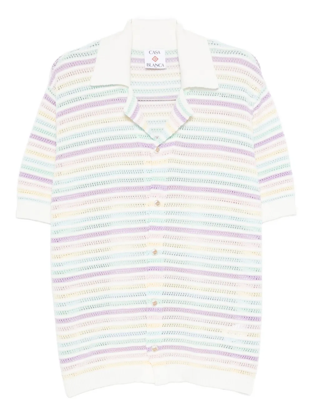 Casablanca Striped Short-sleeve Shirt In White