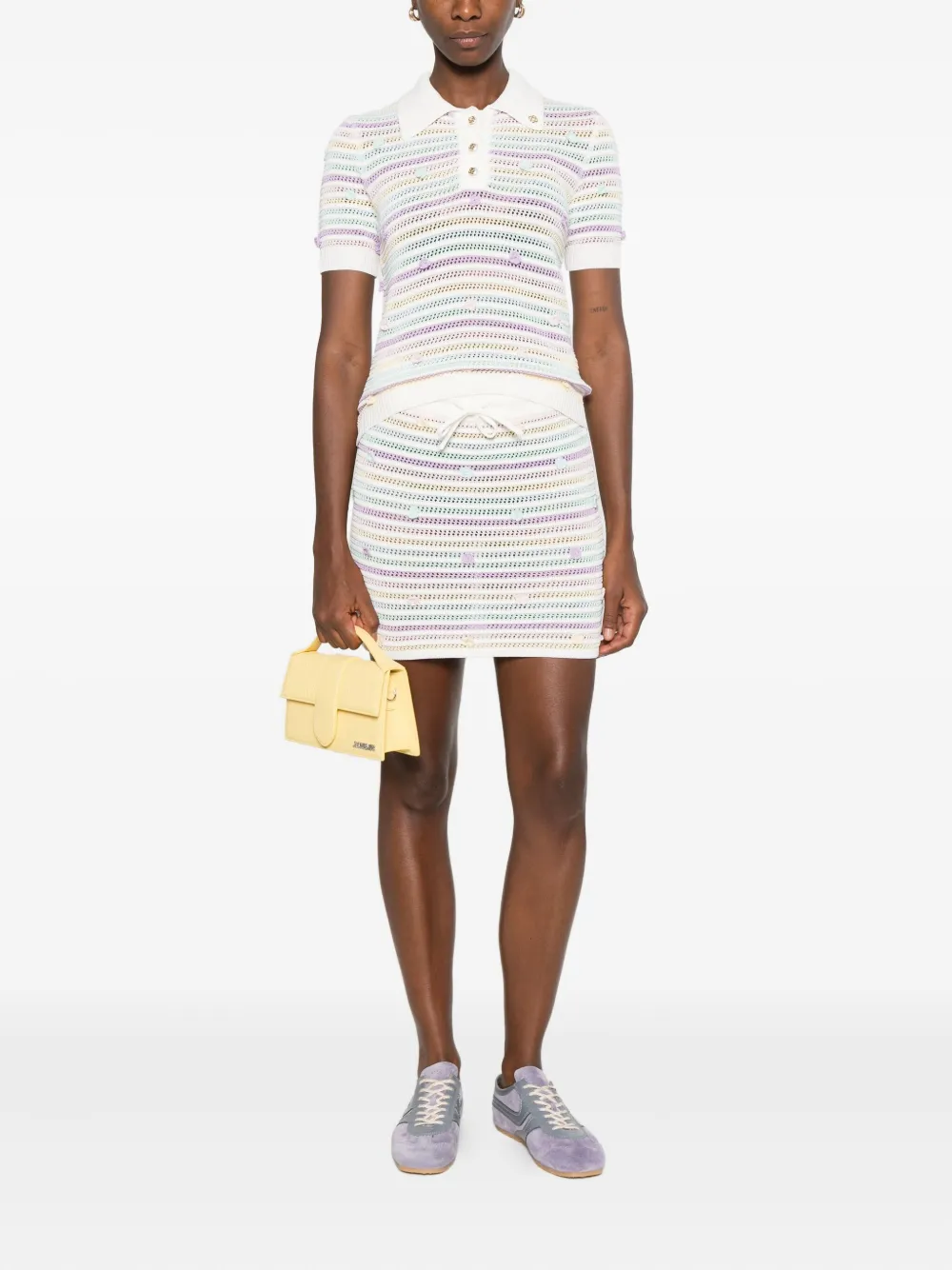 Casablanca striped crochet polo shirt - Wit
