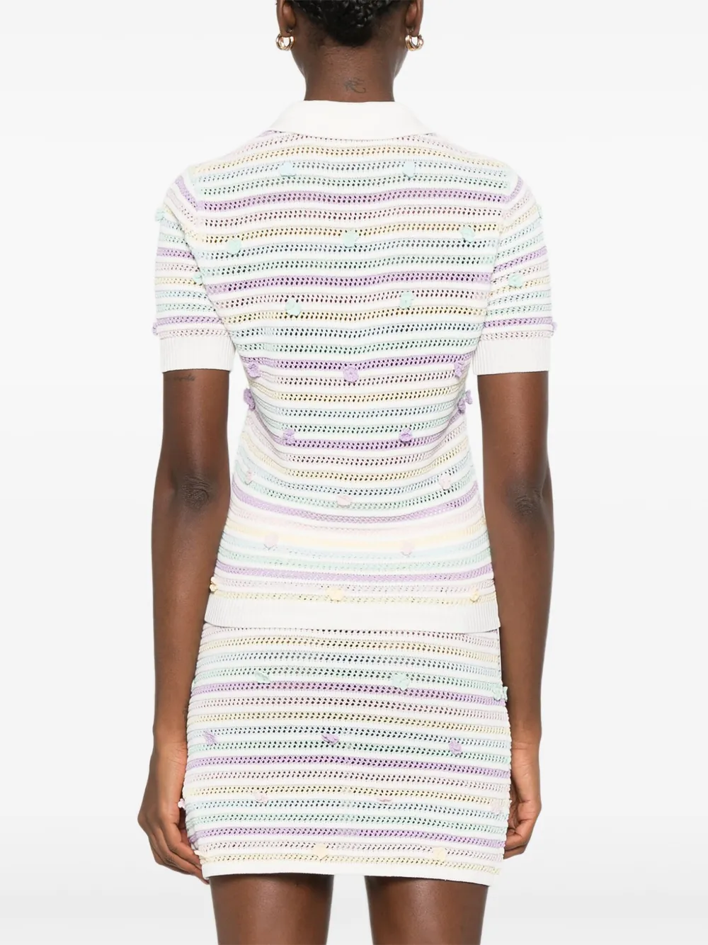 Casablanca Gestreept gehaakt poloshirt Wit