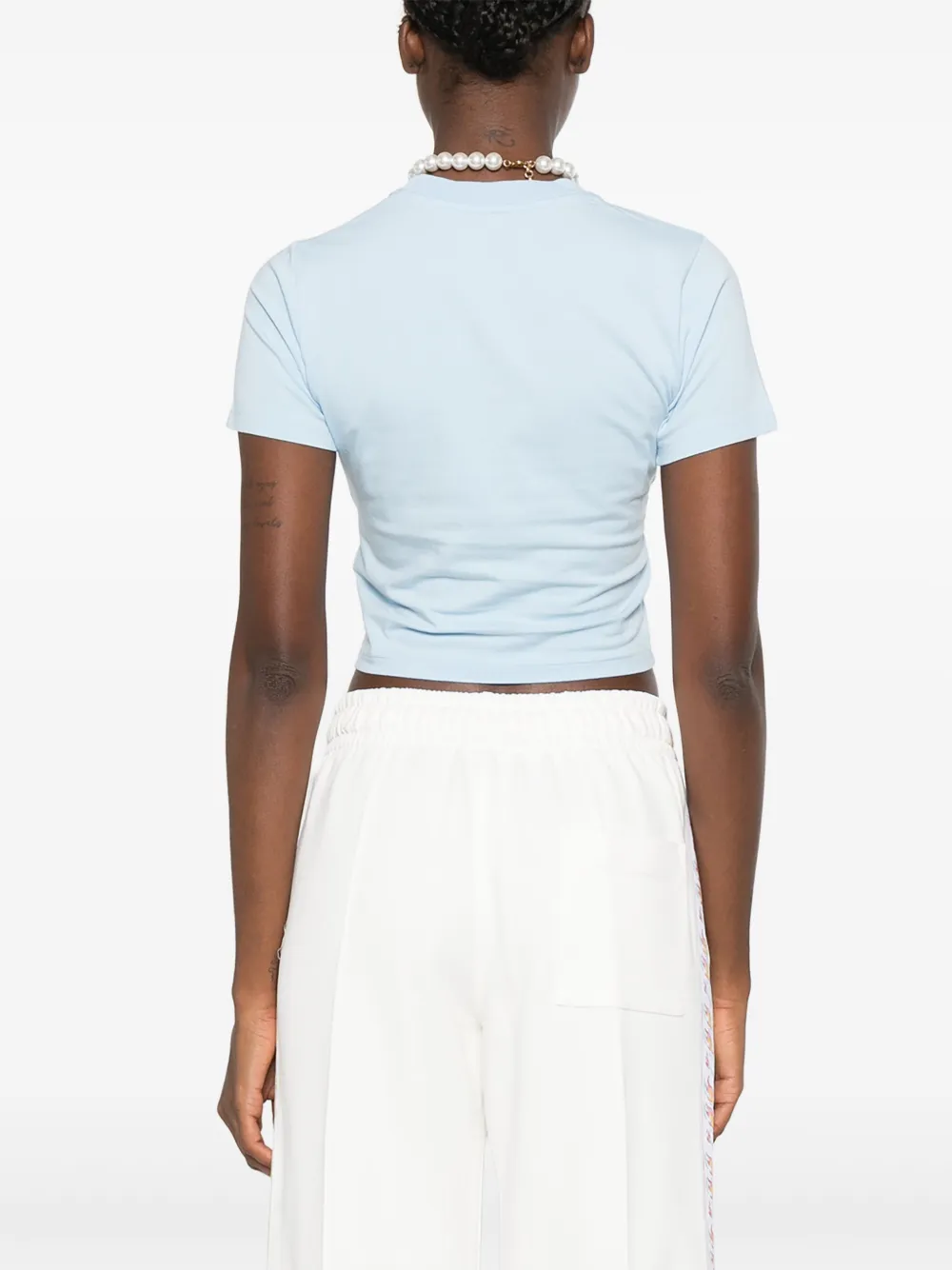 Casablanca Blades katoenen T-shirt met orchidee-print Blauw