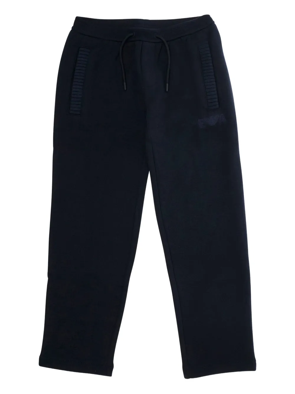 Emporio Armani Ribbed-pockets Drawstring Track Pants In Blue