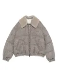 Brunello Cucinelli herringbone-pattern shearling-collar jacket - Grey