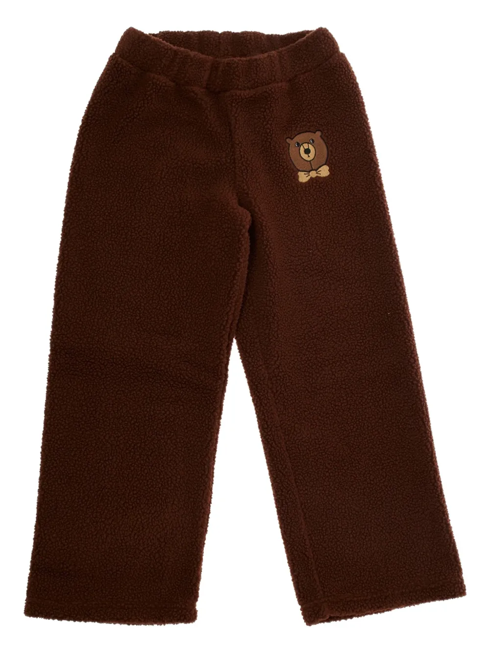 Mini Rodini bear-embroidered pile trousers | Brown | Image 1