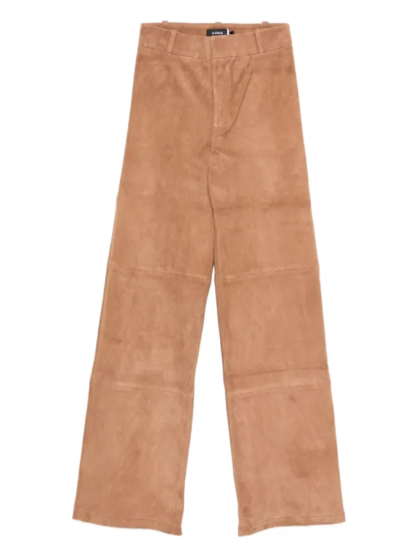 Arma Panelled Suede Trousers in Brown