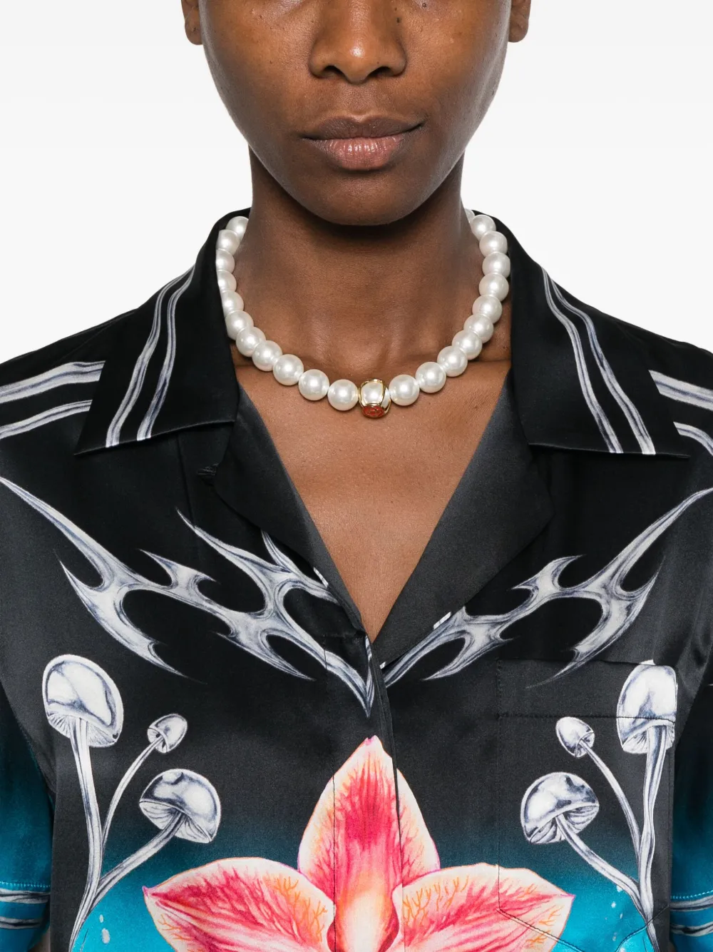 Casablanca Zijden shirt Zwart