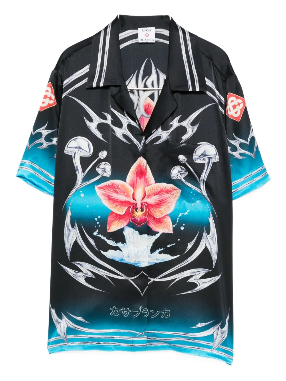 Casablanca orchid-print silk shirt - Nero