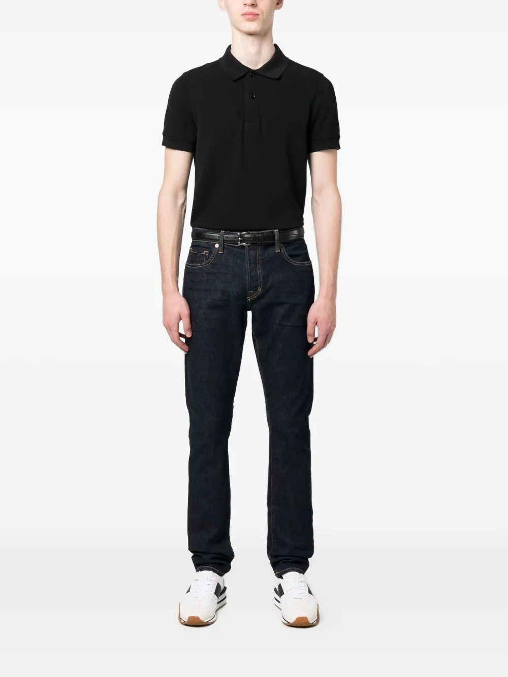 TOM FORD two-button ribbed polo shirt - Zwart