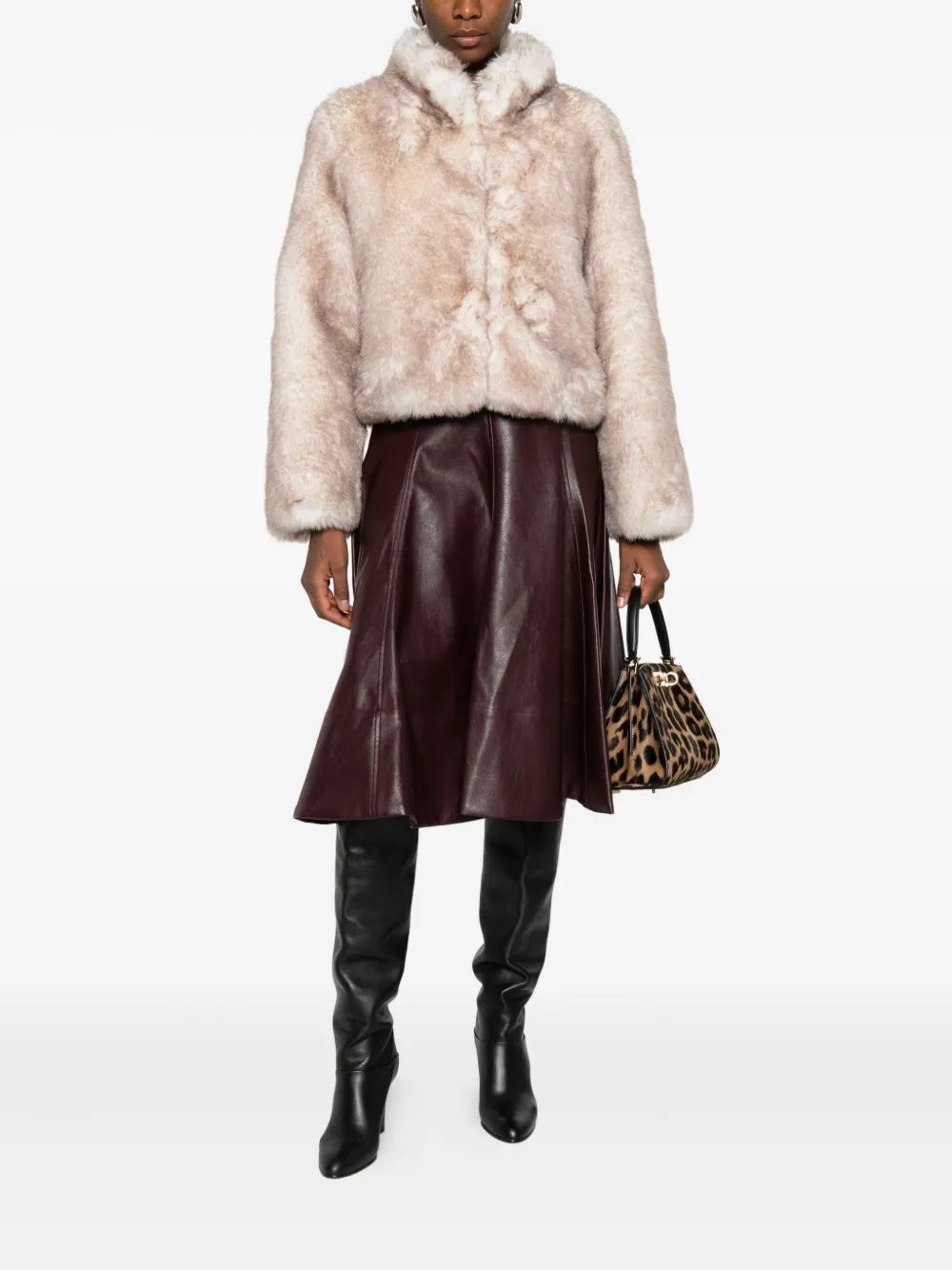 Thelaurent Faux-fur Cropped Jacket In Neutral