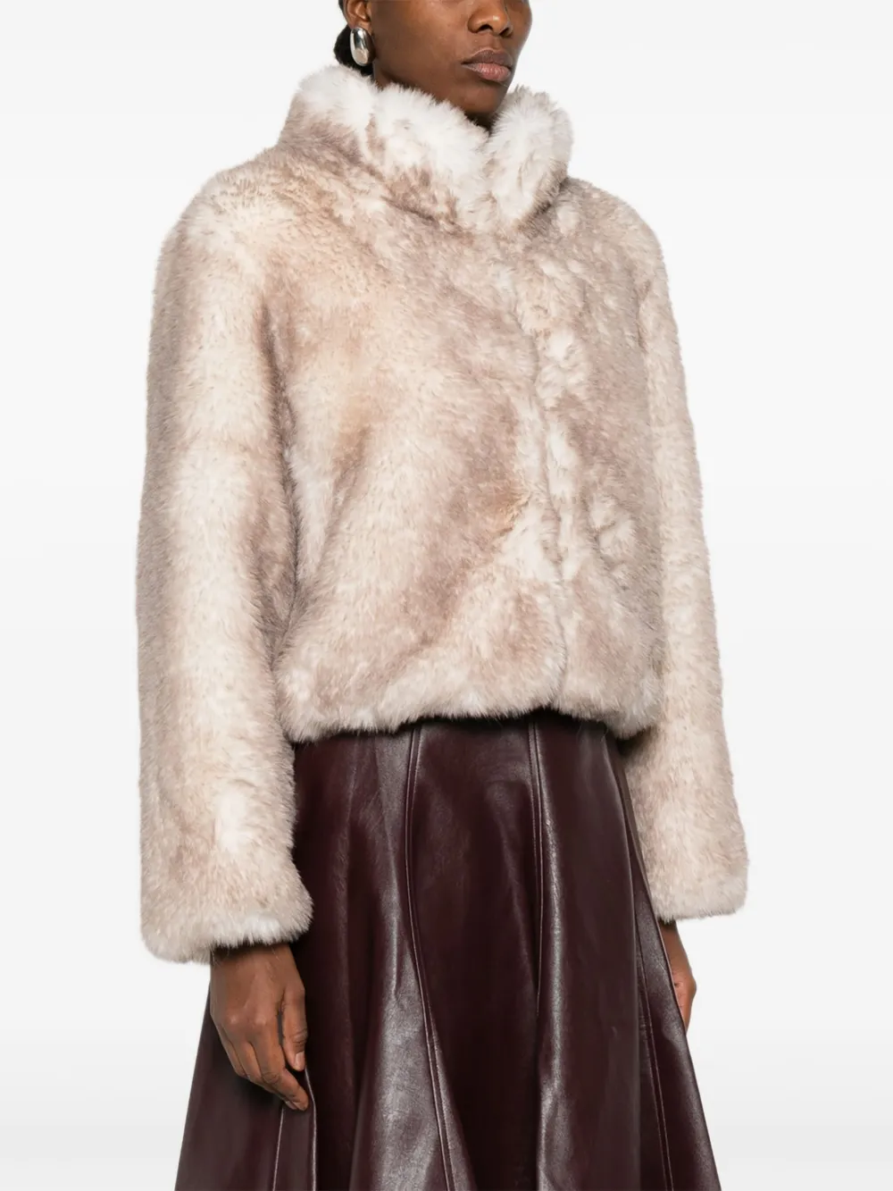 Thelaurent Faux-fur Cropped Jacket In Neutral