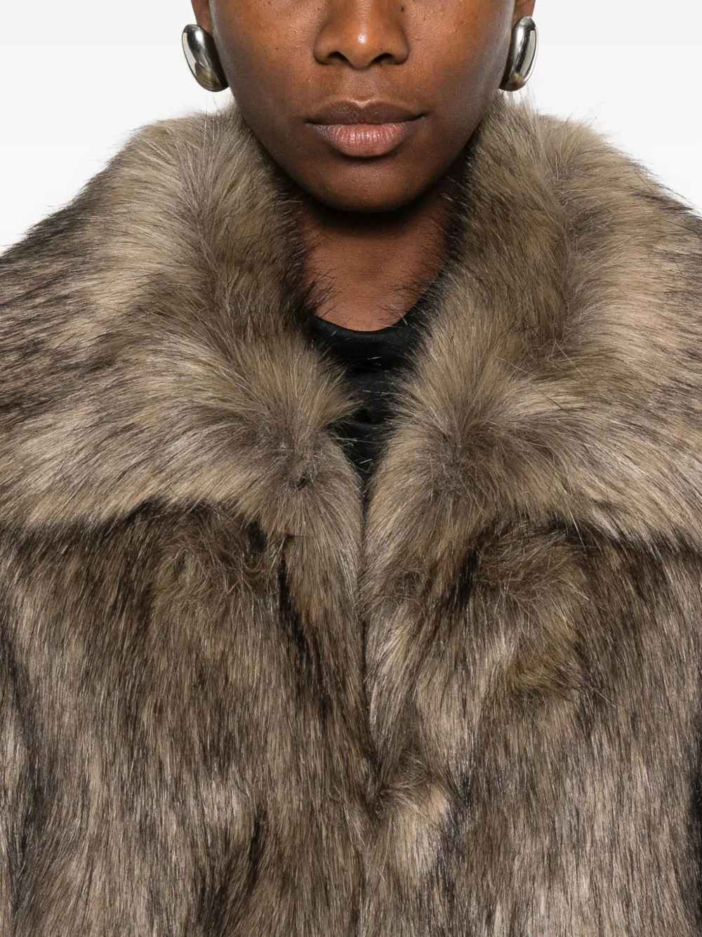 Thelaurent Faux-fur Wide-collar Jacket In Brown